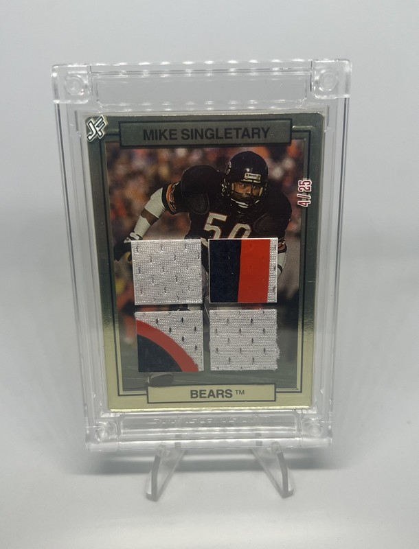 JERSEY FUSION FOOTBALL MIKE SINGLETARY 1992 BEARS GAME USED JERSEY CARD 4/25 view 2