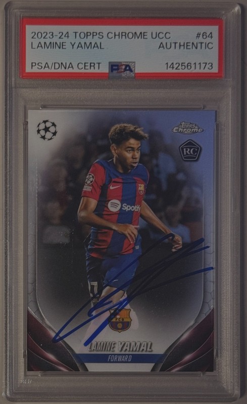 2023-24 Topps Chrome UEFA CC #64 Lamine Yamal Rookie RC PSA AUTHENTIC AUTO