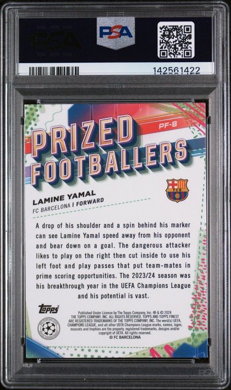 2023-24 Topps Finest UCC #PF8 Lamine Yamal Rookie RC PSA AUTHENTIC AUTO 10 view 2