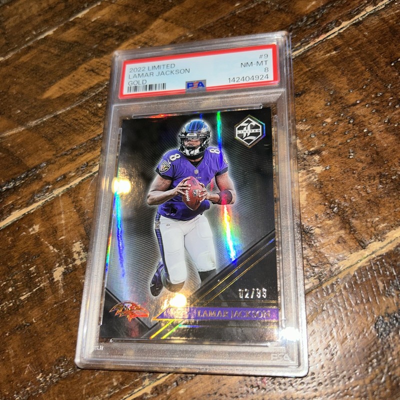 2022 Panini Limited Gold Lamar Jackson /99 Baltimore Ravens  PSA 8 2 Time MVP! view 2