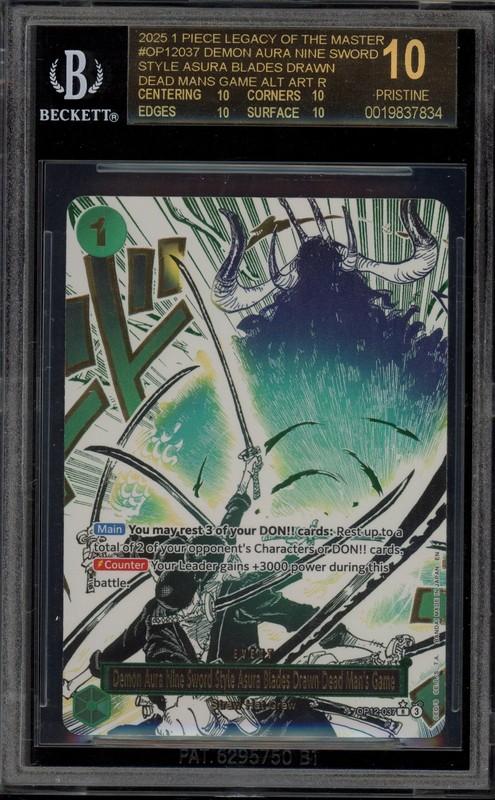 One Piece CCG Demon Aura Nine Sword Asura Blades OP-12-037 BGS 10 BLACK LABEL
