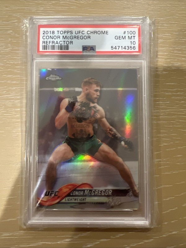 PSA 10 GEM MINT 2018 TOPPS UFC CHROME CONOR MCGREGOR REFRACTOR CARD #100