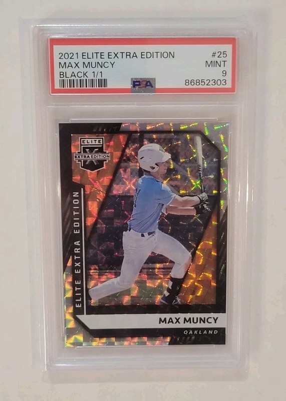 MAX MUNCY 2021 Panini Elite Extra Edition😱BLACK SUPERFRACTOR 1/1😱PSA 9 A's RC!