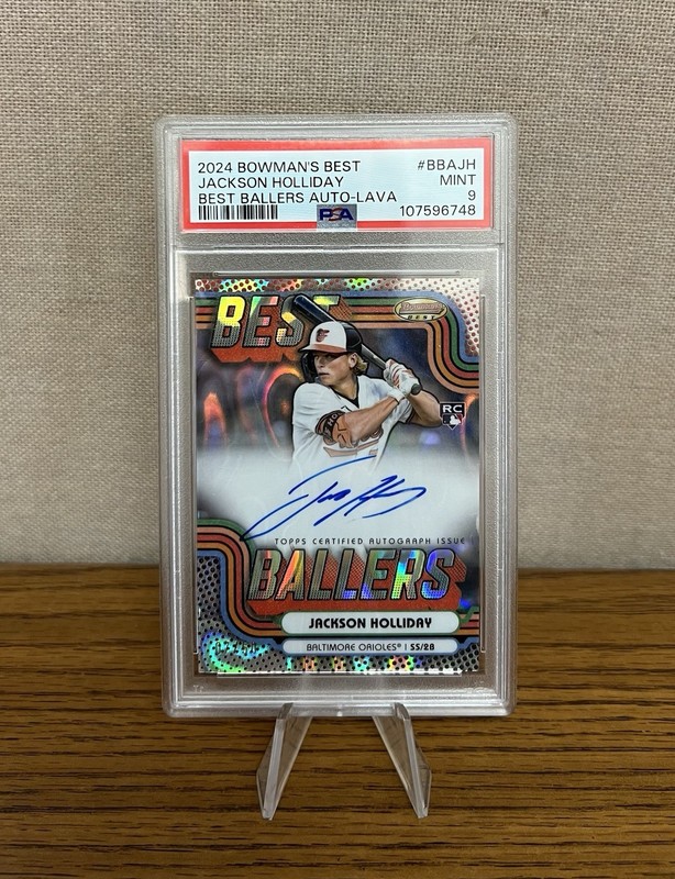 2024 Bowman' s Best Jackson Holliday Lava Auto #7/50 Jersey# RC Rookie PSA 9
