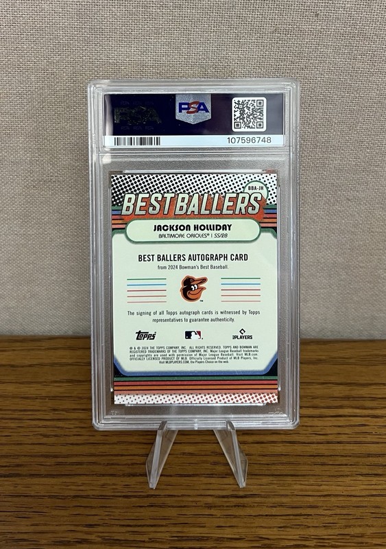 2024 Bowman' s Best Jackson Holliday Lava Auto #7/50 Jersey# RC Rookie PSA 9 view 2