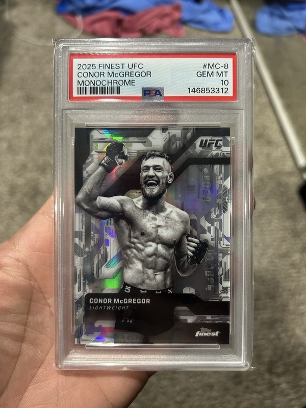 Conor McGregor 2025 Topps Finest UFC Monochrome Case Hit PSA 10