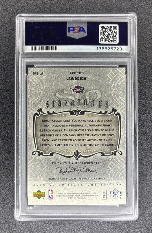 2006 SP Signatures LeBron James Auto #SPS-LJ PSA 6 view 2