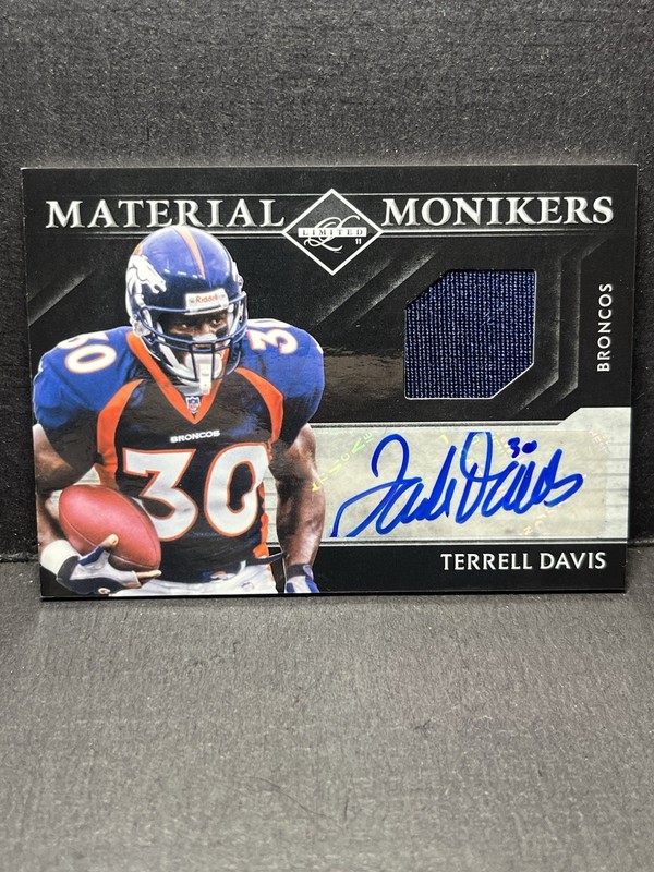 Terrell Davis Auto Game Used Patch 2011 Limited Material Monikers /35 Broncos