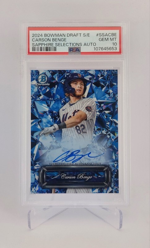 2024 Bowman Draft Sapphire Edition Carson Benge Sapphire Selections Auto PSA 10