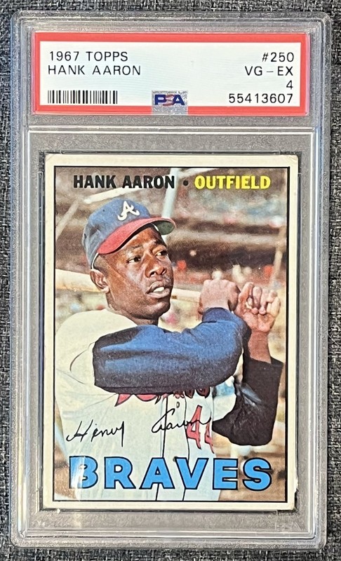 1967 Topps # 250 HANK AARON- PSA 4 VG/EX - HOF ATLANTA BRAVES