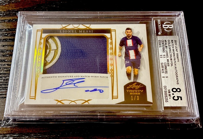 2022 Lionel Messi Leaf Trinity  Jersey Patch Auto 1/3 BGS 8.5