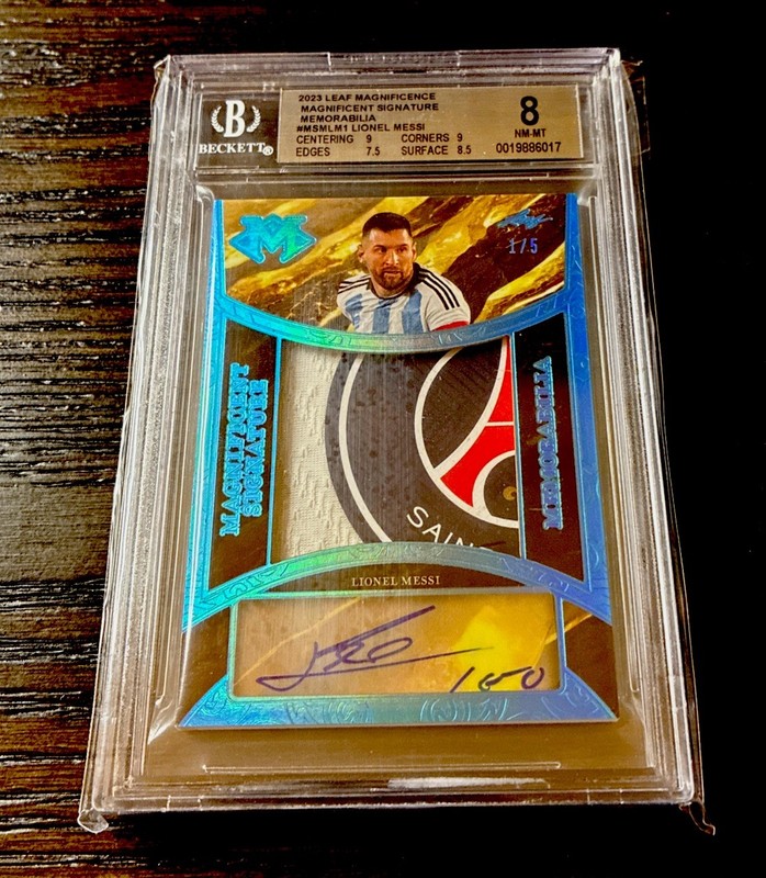2023 Leaf Magnificence Lionel Messi PSG Logo Patch Auto /5 BGS 8