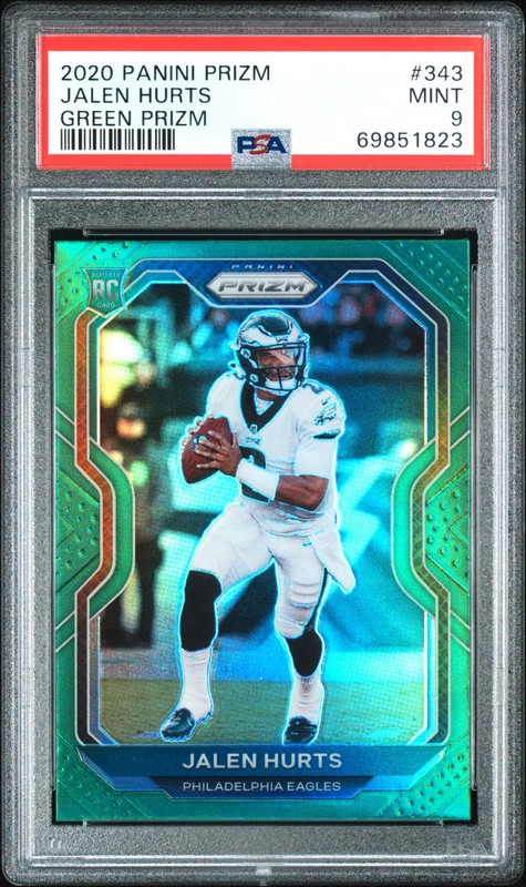 PSA 9 2020 Panini Prizm Jalen Hurts Green Rookie RC #343