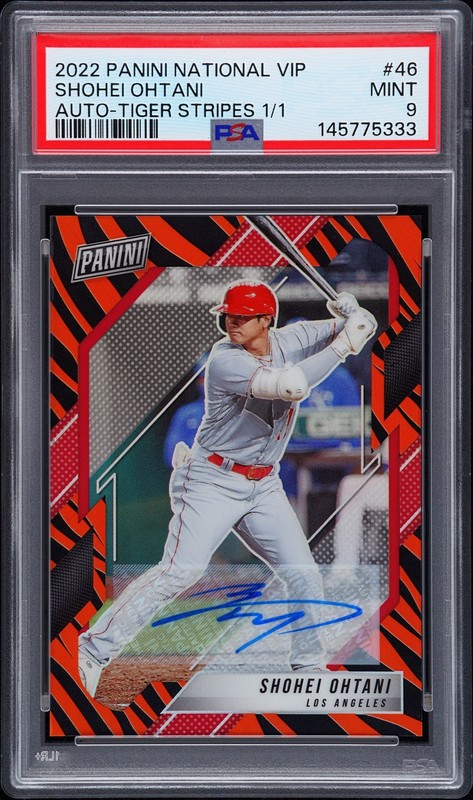 2022 Panini National Vip #46 Shohei Ohtani Auto-Tiger Stripes 1/1 PSA 9