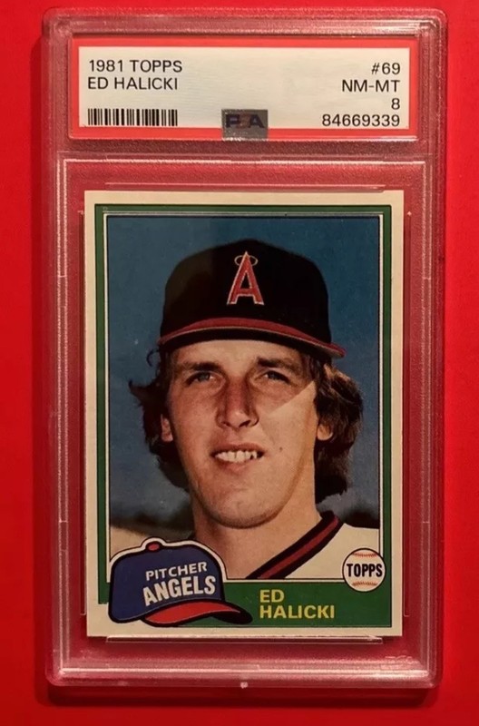 1981 TOPPS ED HALICKI #69 PSA 8 Graded Baseball Card Vintage CALIFORNIA ANGELS