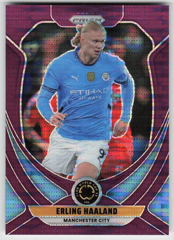 2025 Panini Prizm FIFA Club World Cup Base Purple Pulsar #136 Erling Haaland 60