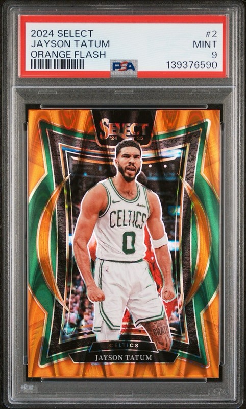 2024-25 Panini Select Concourse Jayson Tatum Orange Flash Prizm #2 PSA 9 Mint.