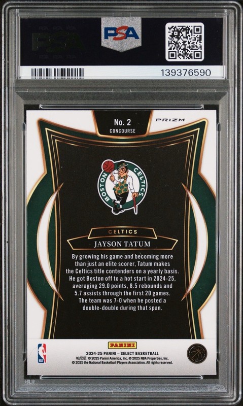 2024-25 Panini Select Concourse Jayson Tatum Orange Flash Prizm #2  PSA 9 Mint. view 2
