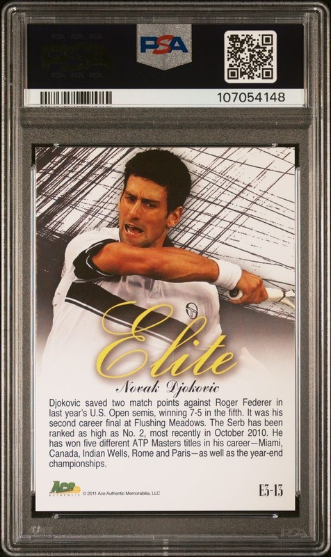 2011 Ace Authentic EX Elite Novak Djokovic PSA 10 Gem Mint Pop 9! view 2