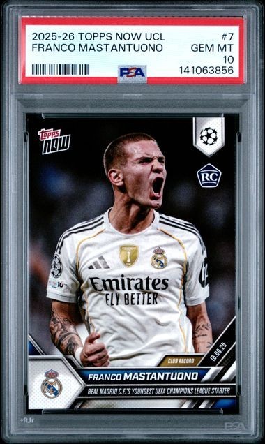 2025 Topps Now UCL Soccer Franco Mastantuono Rookie #7 PSA 10