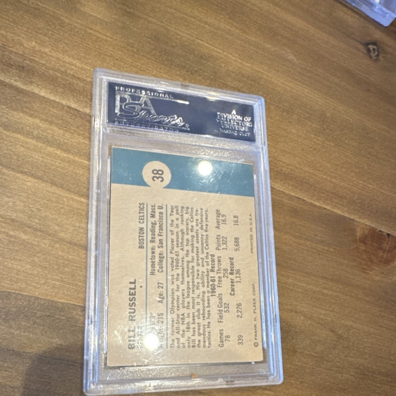 Fleer 1961-62 Bill Russell #38 Boston Celtics Basketball PSA Graded view 2