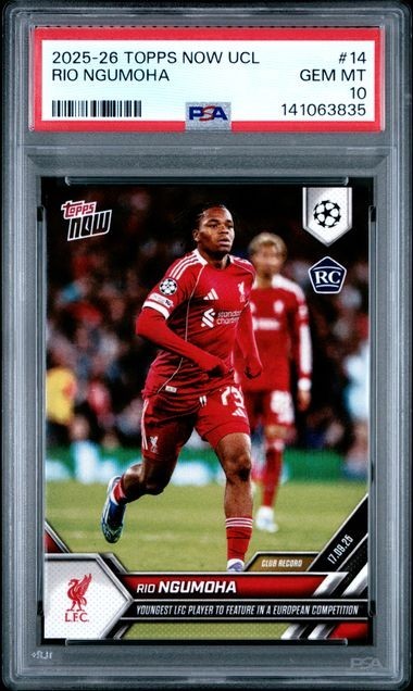 2025 Topps Now UCL Soccer Rio Ngumoha Rookie #14 PSA 10