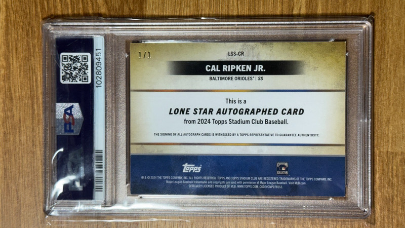 CAL RIPKEN JR AUTOGRAPH 1/1 ONE OF ONE view 2