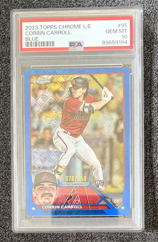 2023 Topps Chrome - Corbin Carroll #95 Blue Refractor /150 (RC) PSA 10
