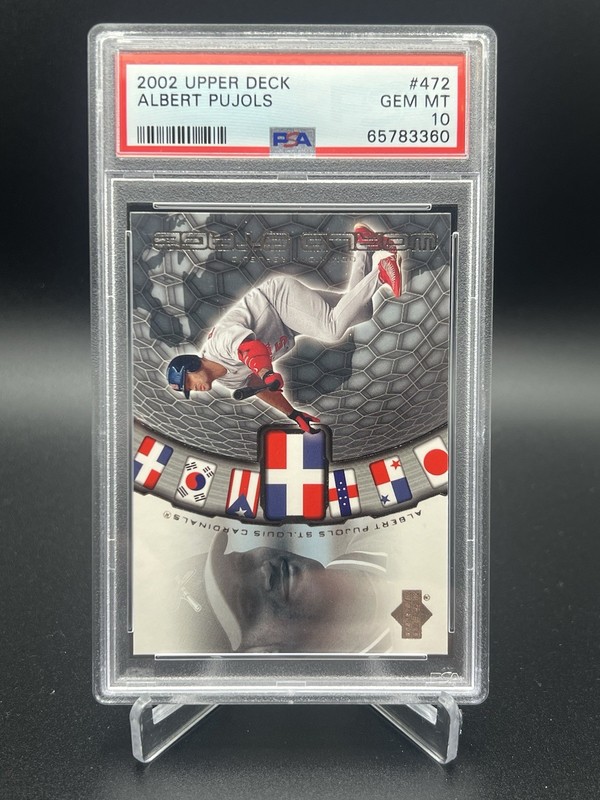 2002 Upper Deck Albert Pujols PSA 10 Gem Mint #472 HOF World Stage Cards POP 22