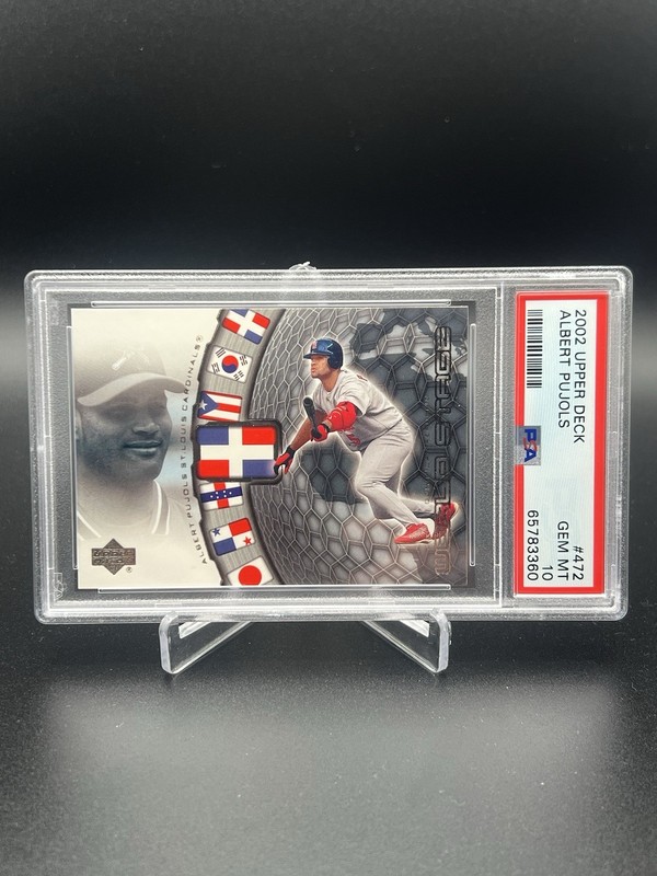 2002 Upper Deck Albert Pujols PSA 10 Gem Mint #472 HOF World Stage Cards POP 22 view 2