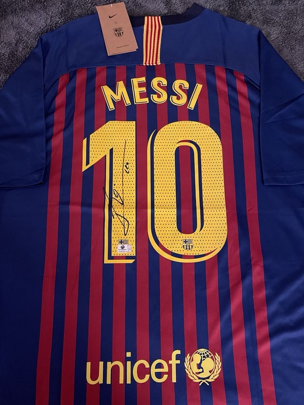 Lionel Leo Messi Signed 2018/19 FC Barcelona Nike New Jersey COA Auto NICE! 🔥