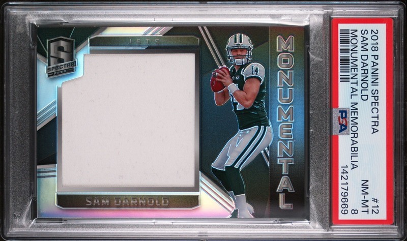SAM DARNOLD 2018 PANINI RC PSA 8 Game Worn Jersey Patch 10/199 NFL Super Bowl QB