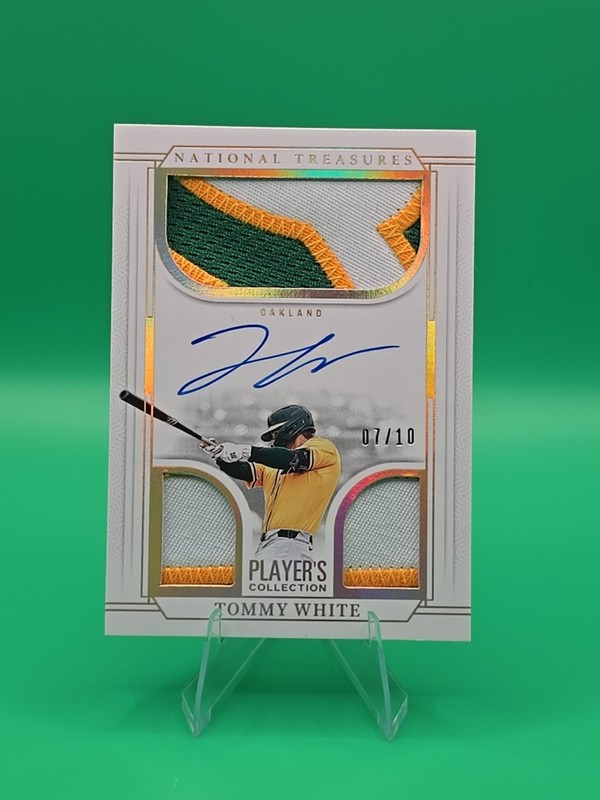 Tommy White 2025 Panini National Treasures Baseball Triple Patch Auto #7/10 A’s