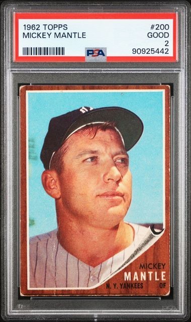 1962 Topps #200 MICKEY MANTLE - PSA 2 - HOF NEW YORK YANKEES