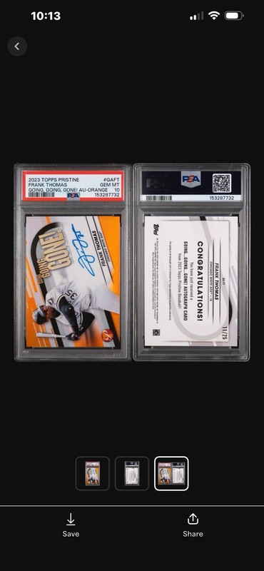 2023 Topps Pristine -Autographs Frank Thomas Orange Refractor /25  view 2