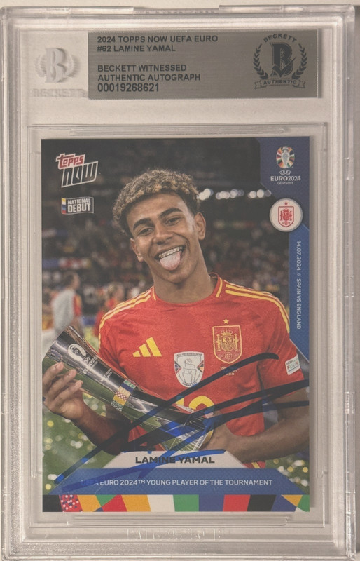 2024 Topps Now UEFA #62 Lamine Yamal Signed Beckett Witnessed Authentic Auto