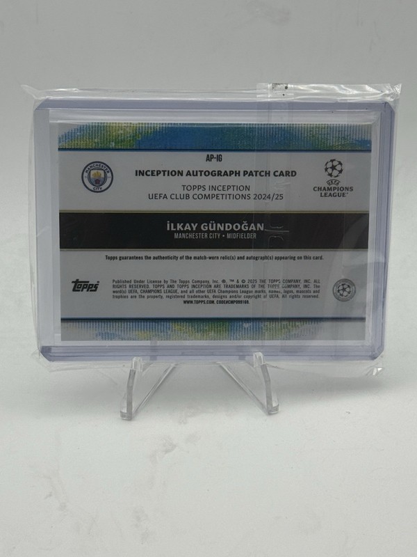 2024-25 Topps Inception Ilkay Gundogan Auto Patch /25 Manchester City UCL AP-IG view 2