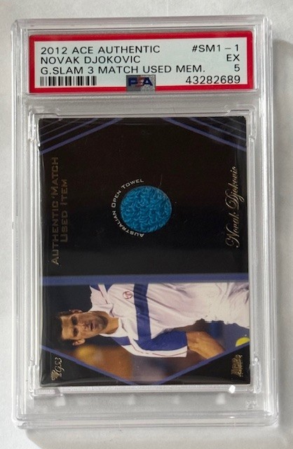 2012 Ace Authentic Djokovic Match Used Memorabilia #SM1-1 PSA 5 Only one higher!