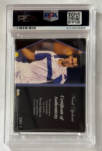 2012 Ace Authentic Djokovic Match Used Memorabilia #SM1-1 PSA 5 Only one higher! view 2