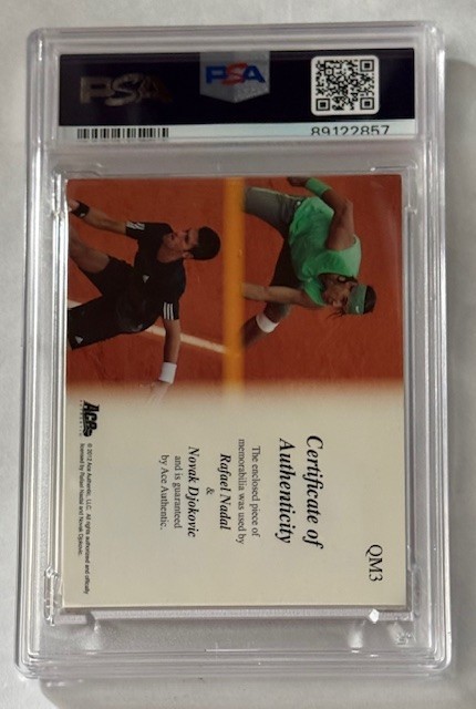 2012 Ace Authentic Djokovic/Nadal Quad Memorabilia #QM3 PSA 6 Only One Higher! view 2