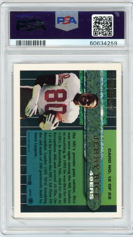Jerry Rice 1993 Topps - Topps Black Gold #12 Graded PSA 9 view 2