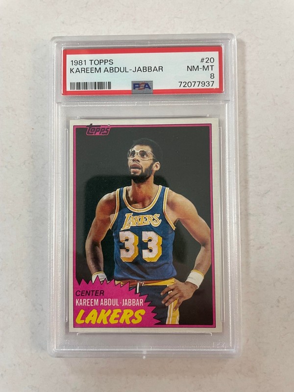 1981 Topps #20 KAREEM ABDUL-JABBAR Vintage Basketball Card PSA 8 Lakers MVP HOF