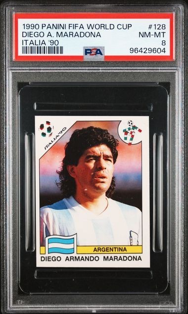 1990 Panini Fifa World Cup Soccer Diego Maradona Italia '90 #128 PSA 8