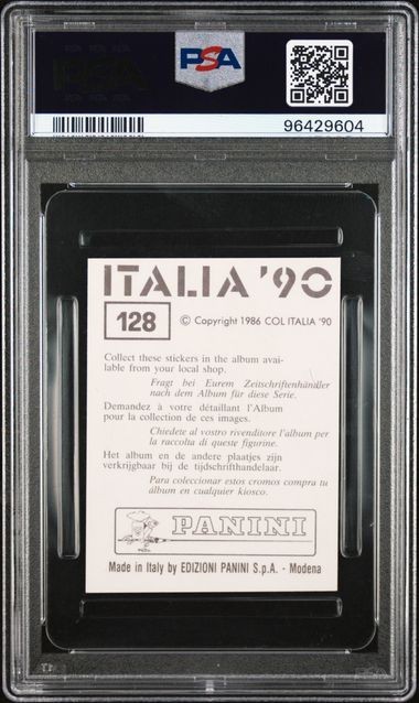 1990 Panini Fifa World Cup Soccer Diego Maradona Italia '90 #128 PSA 8 view 2
