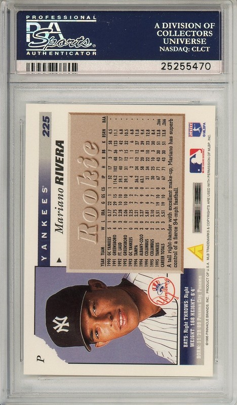 1996 Score Mariano Rivera Rookie #225 PSA 10 view 2