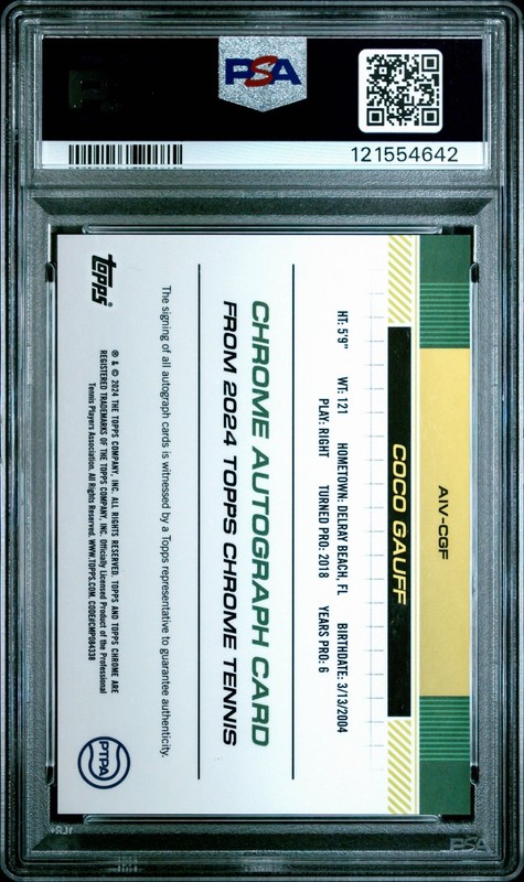 2024 Topps Chrome Sapphire Coco Gauff Auto Image Variations #AIV-CGF PSA 10 view 2