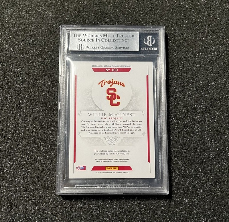 2015 Panini National Treasures Collegiate Willie McGinest Patch Auto /99 SP RARE view 2
