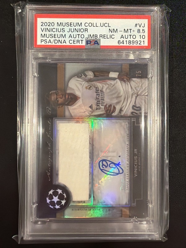 2020 Topps Museum Vinicius Jr. Autograph Relic /75 PSA 10 8.5 AJR-VJ