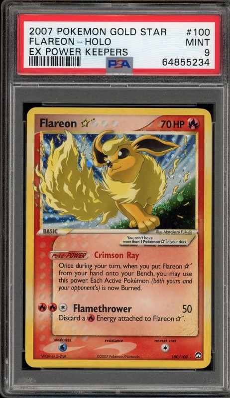 Pokemon Flareon Gold Star EX Power Keepers Holo Ultra Rare #100 PSA 9 Mint