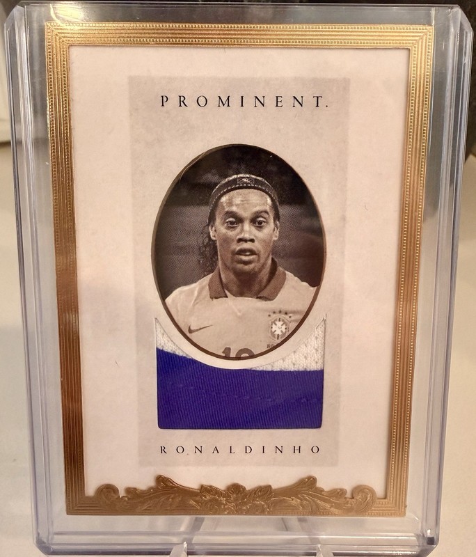 2020 Futera Unique Prominent Ronaldinho 24KT Gold Frame Game Worn Jersey Patch
